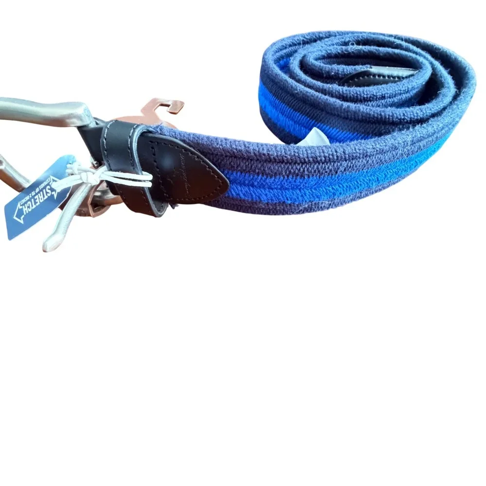 Tommy Bahama Belt Mens Small Blue New Braided Stretch Leather Trim 11TO030002